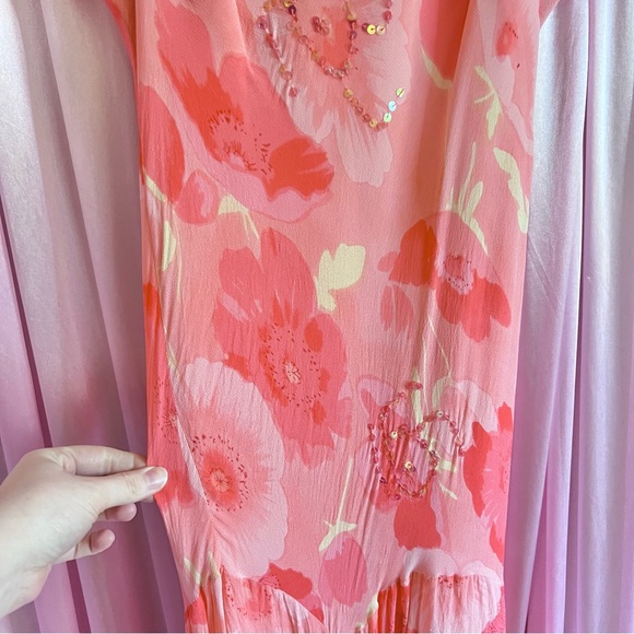 2 of Us Y2K Maxi Coral Floral Dress Sz Large - Picture 4 of 10